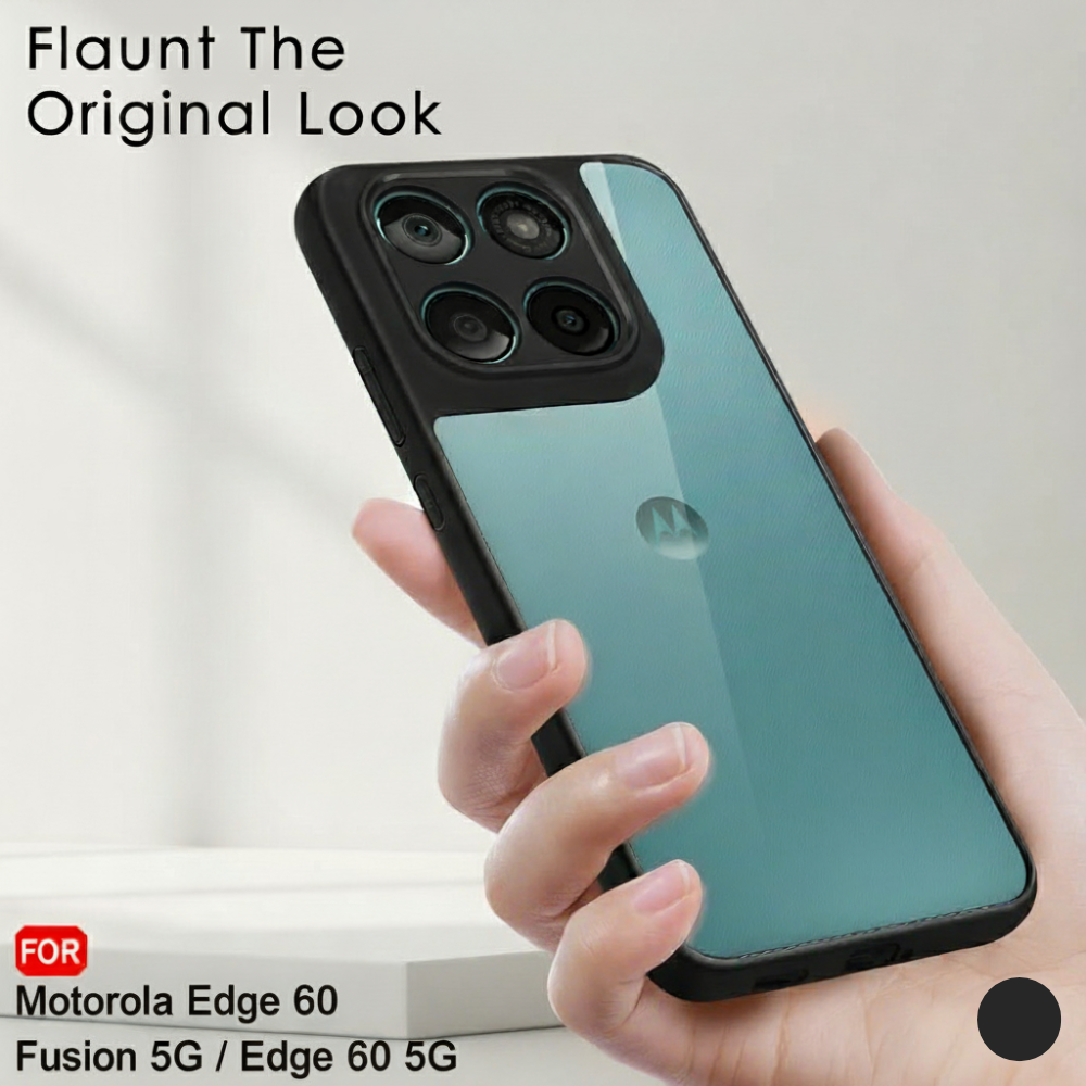 Moto Edge 60 Fusion 5G Hybrid Shockproof Back Cover | Transparent Hard Case with Black Edges | Dual Layer Protection (PC + TPU)