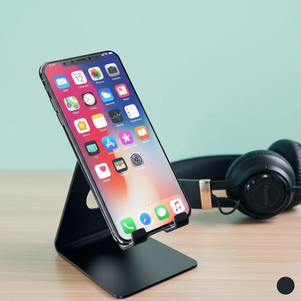 Universal Metal Mobile Stand | Anti-Skid Lightweight Holder for Smartphones, Tablets & iPad (Black)
