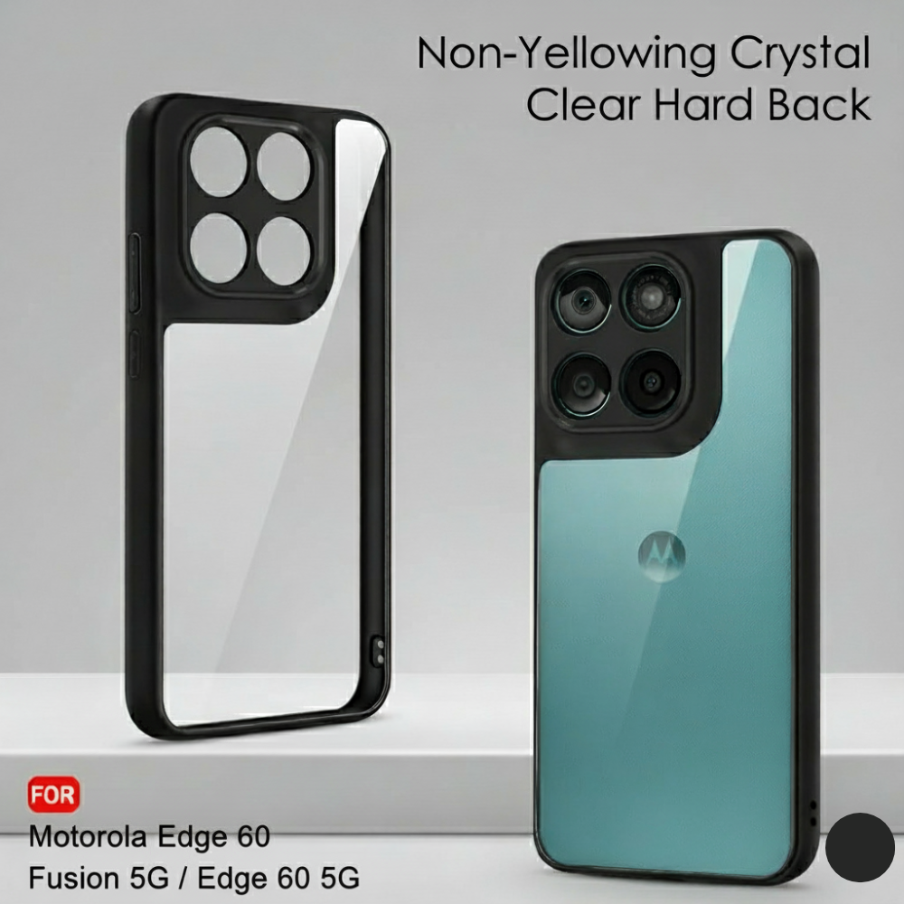 Moto Edge 60 Fusion 5G Hybrid Shockproof Back Cover | Transparent Hard Case with Black Edges | Dual Layer Protection (PC + TPU)