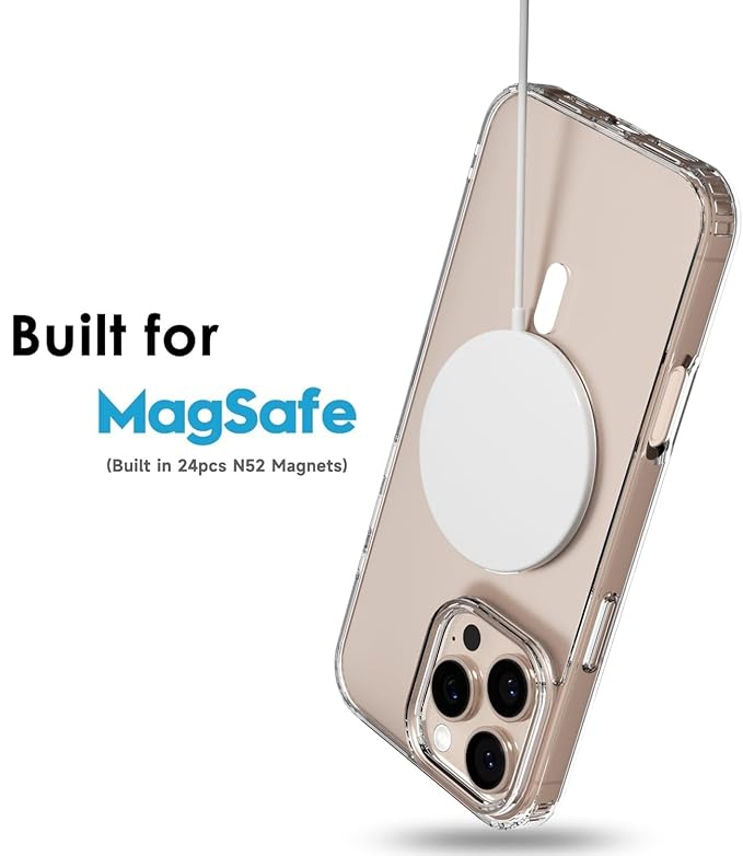 iPhone 16 Pro MagSafe Transparent Case | Premium Clear TPU Magnetic Cover for Perfect Grip & Protection