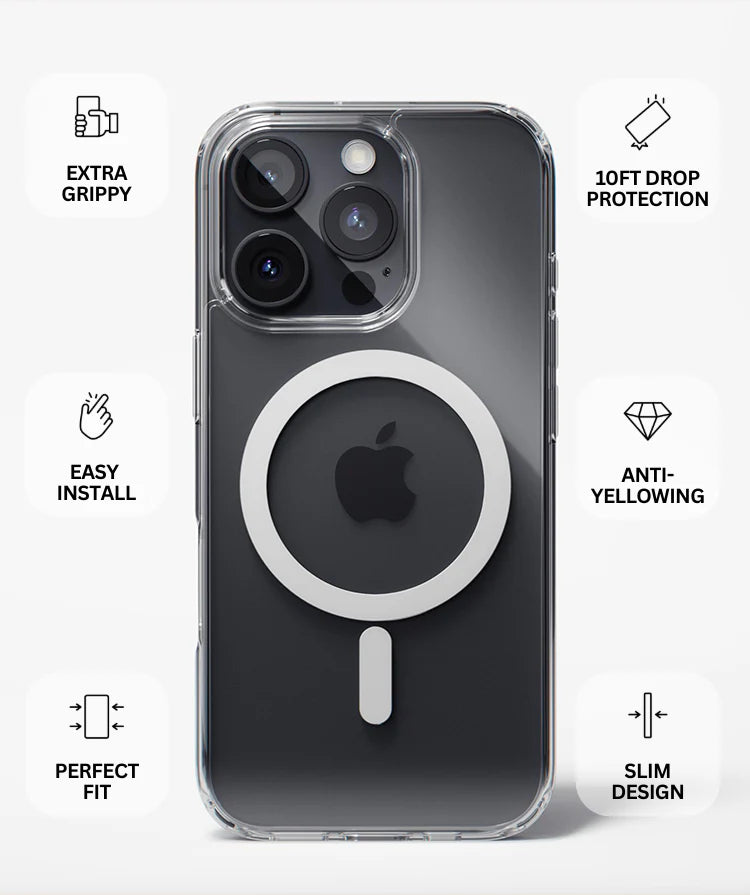 iPhone 16 Pro MagSafe Transparent Case | Premium Clear TPU Magnetic Cover for Perfect Grip & Protection