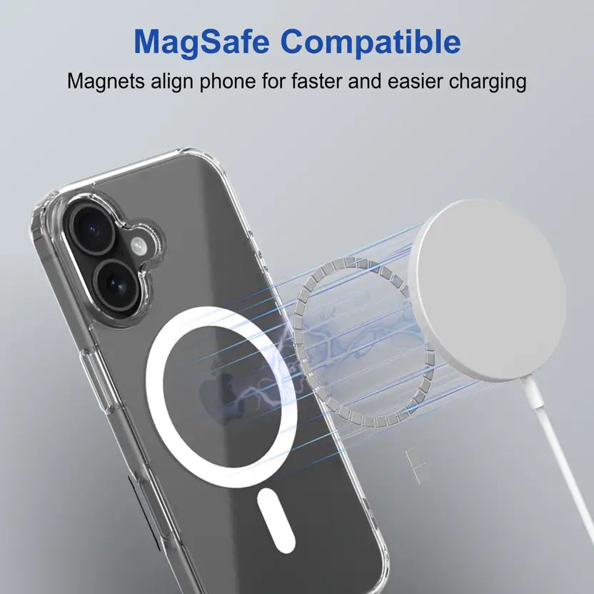 iPhone 16 MagSafe Transparent TPU Case | Shockproof Slim Clear Cover